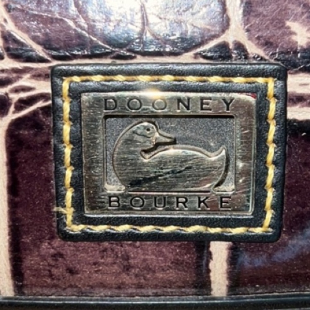 Dooney & Bourke Dark Brown Crocodile-Embossed Shoulder Bag - Picture 2 of 11